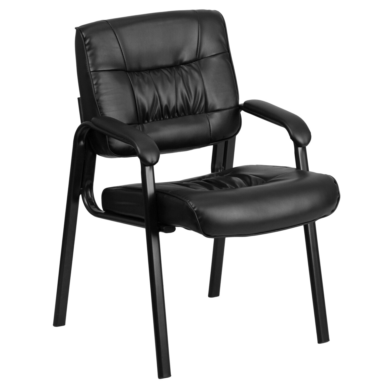 Emma and Oliver Faux Leather Executive Reception Chair with Powder Coated Frame